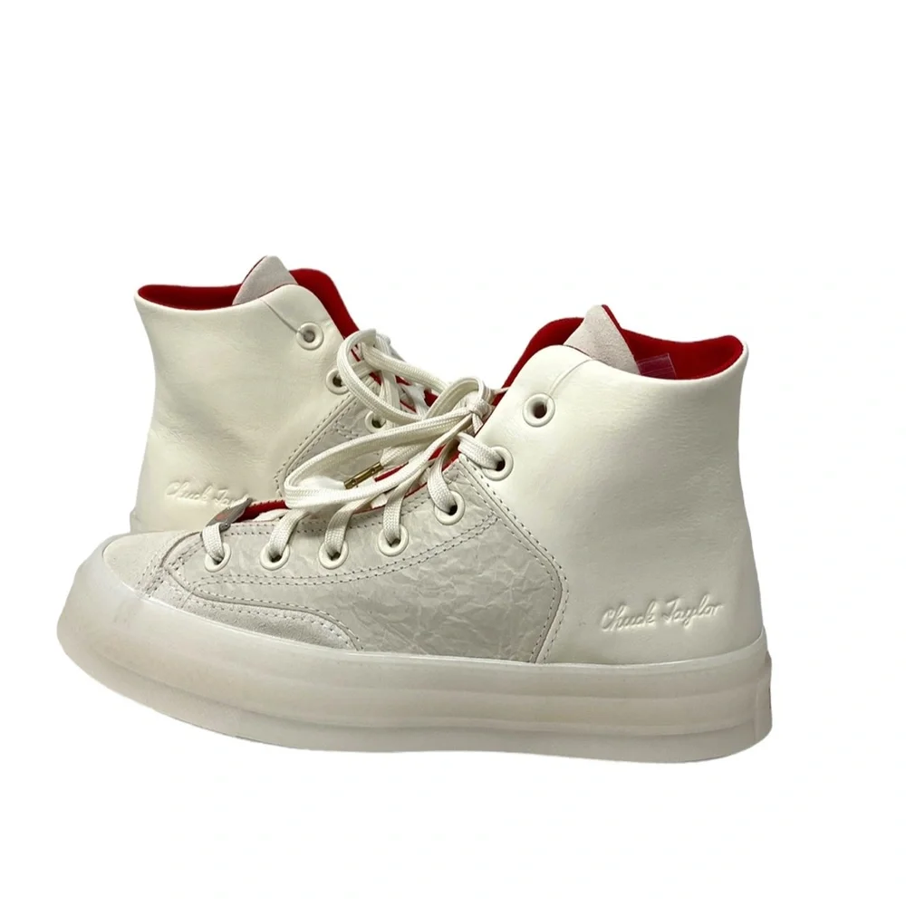 Converse Chuck 70 Marquis Shoes Women's Leather Egret High Top Sneakers A05262C